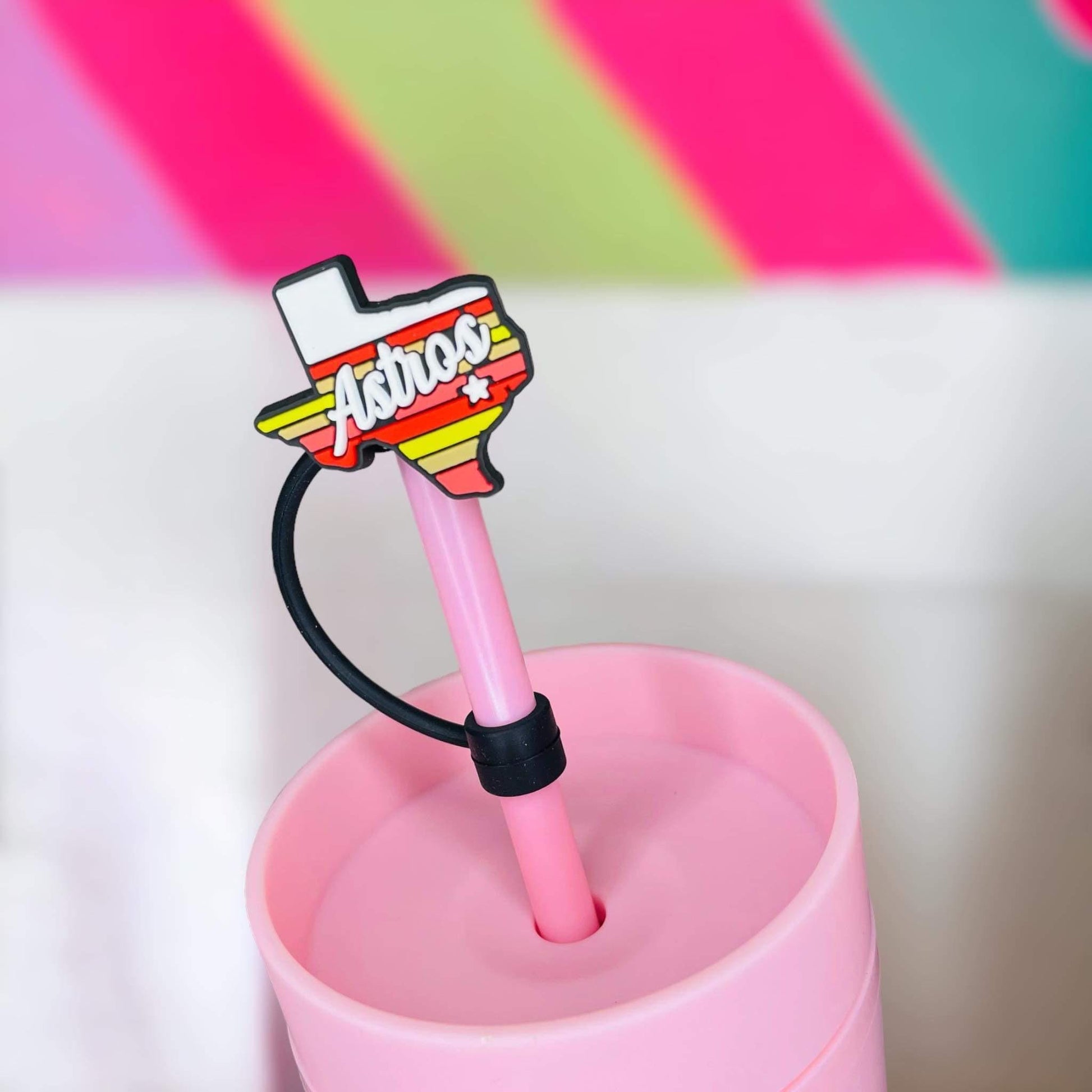 Texas Houston Astros Straw Topper | Tumbler Accessories | Straw Cover | Fits 8mm/10mm Straws | Straw Topper