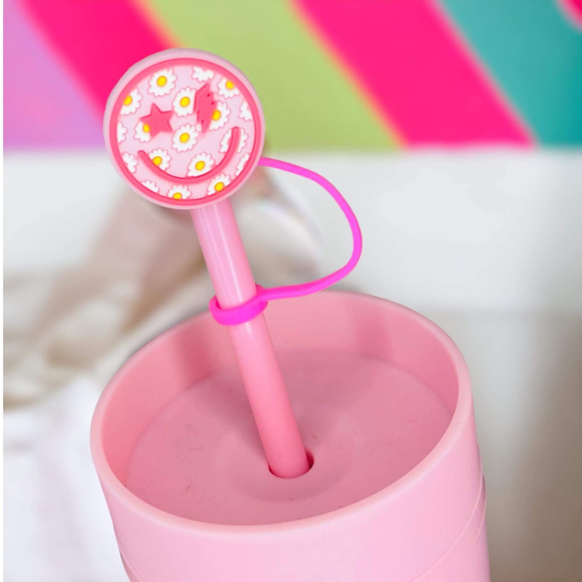 Smiley Straw Topper | Tumbler Accessories | Straw Cover | Fits 8mm/10mm Straws | Straw Topper