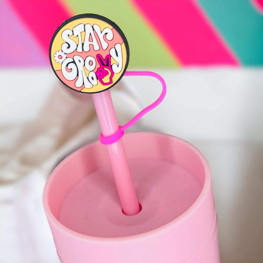 Stay Groovy Straw Topper | Tumbler Accessories | Straw Cover | Fits 8mm/10mm Straws | Straw Topper