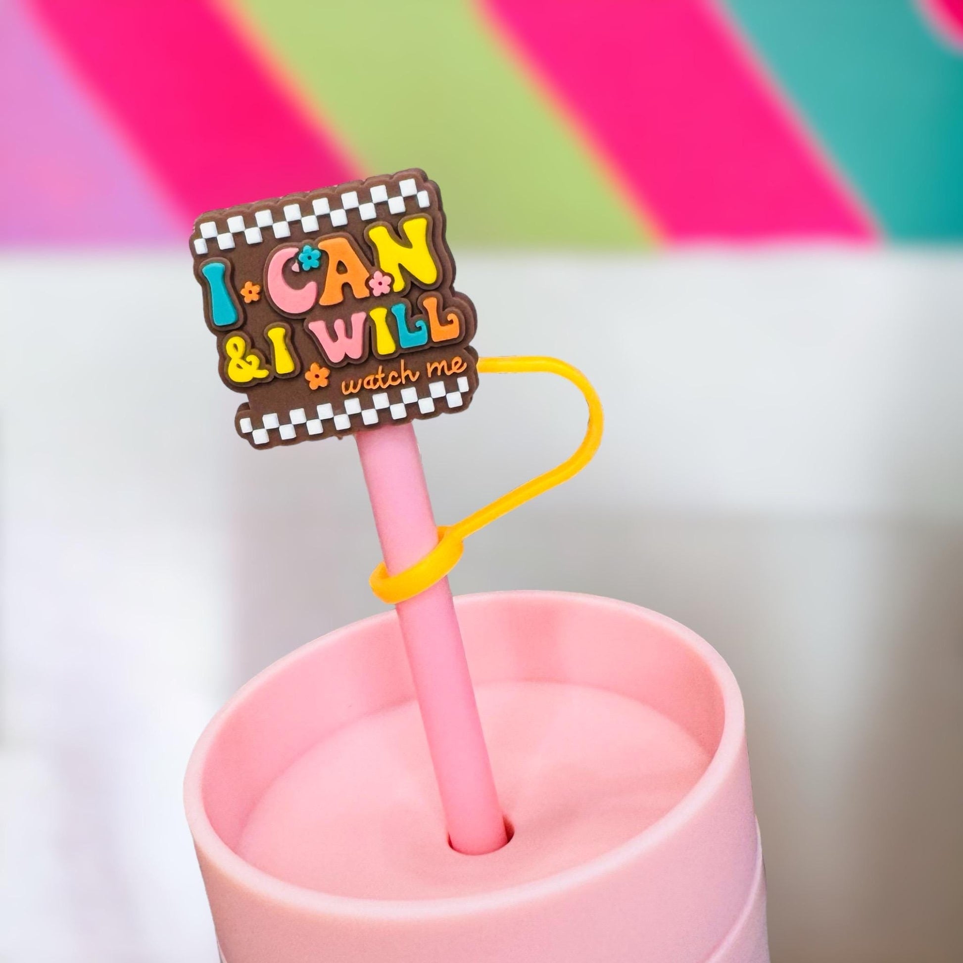I Can & I Will Straw Topper | Tumbler Accessories | Straw Cover | Fit For 10mm Straws | Straw Topper