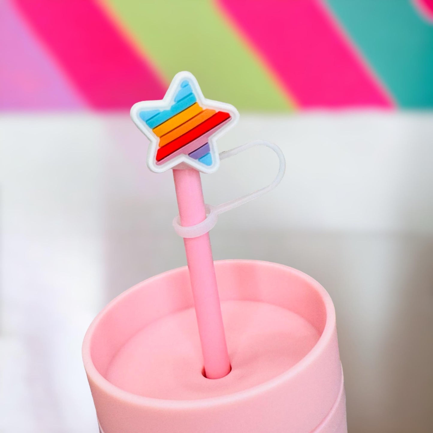 Rainbow Star Straw Topper | Tumbler Accessories | Straw Cover | Fits 10mm Straws | Straw Topper