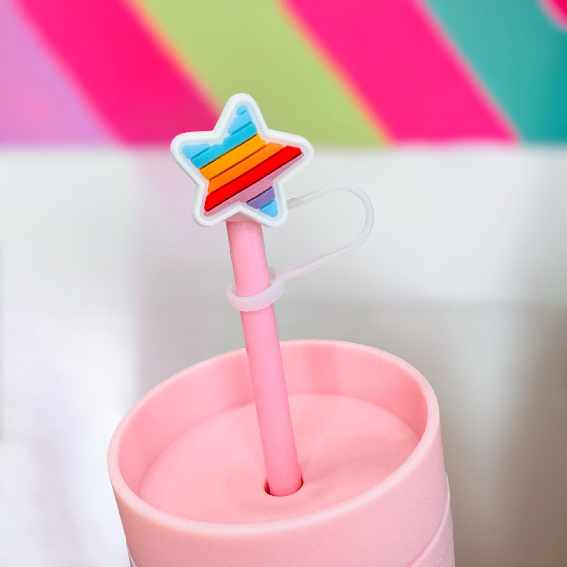 Rainbow Star Straw Topper | Tumbler Accessories | Straw Cover | Fits 10mm Straws | Straw Topper