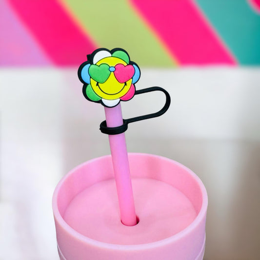 Smiley Straw Topper | Tumbler Accessories | Straw Cover | Fits 10mm Straws | Straw Topper