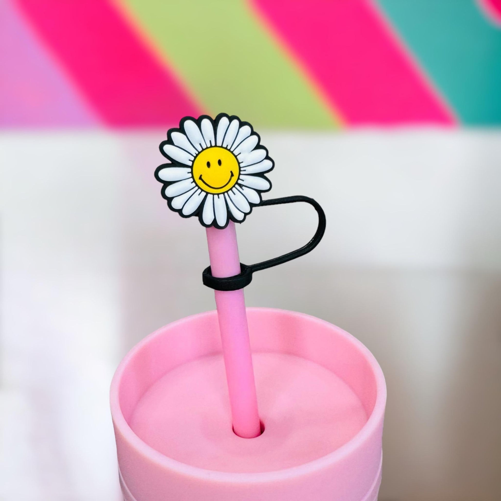 Smiley Flower Straw Topper | Tumbler Accessories | Straw Cover | Fits 8mm/10mm Straws | Straw Topper