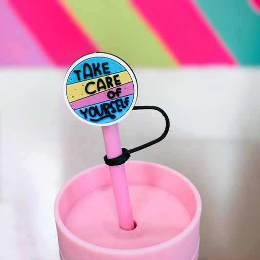 Take Care Of Yourself Straw Topper | Tumbler Accessories | Straw Cover | Fits 10mm Straws | Straw Topper