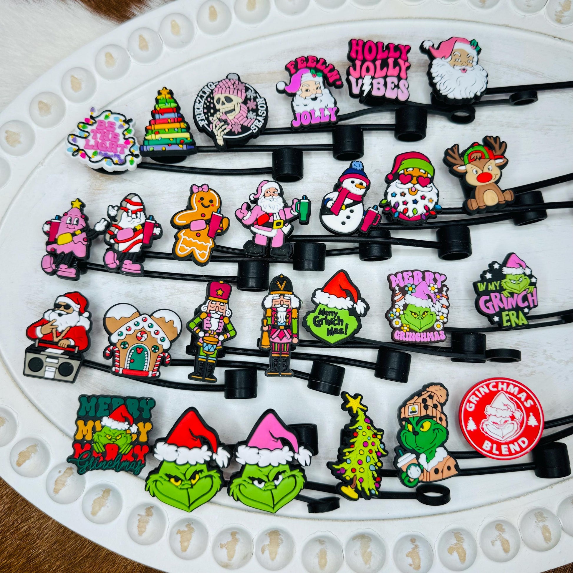 Christmas Straw Toppers | Tumbler Accessories | Straw Cover | Fits 10mm Straws | Straw Topper