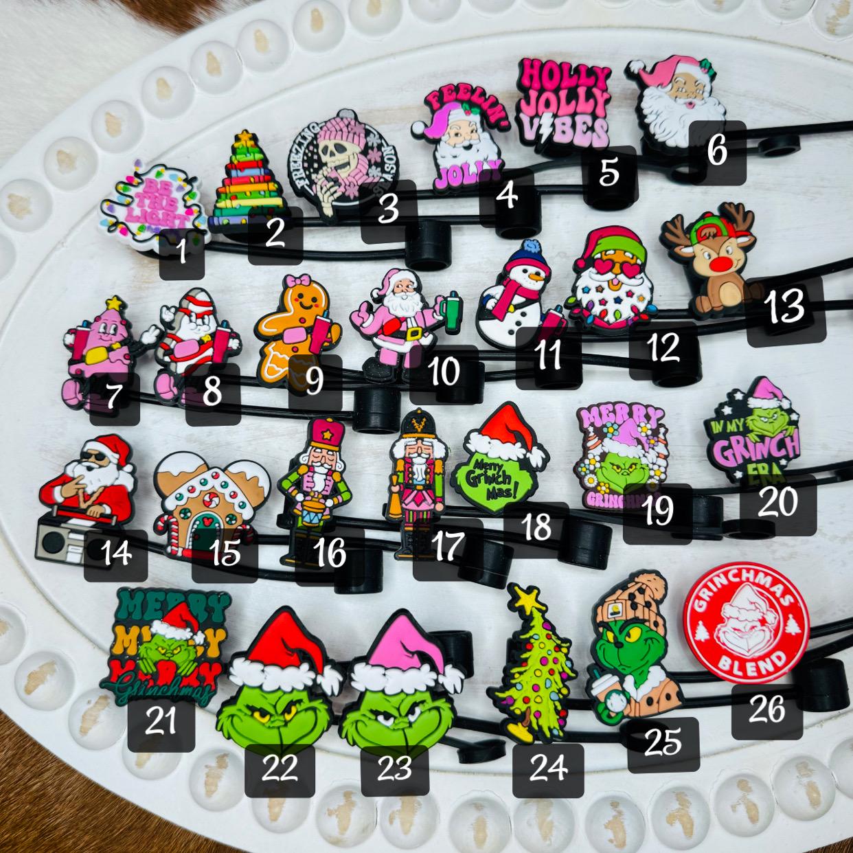 Christmas Straw Toppers | Tumbler Accessories | Straw Cover | Fits 10mm Straws | Straw Topper