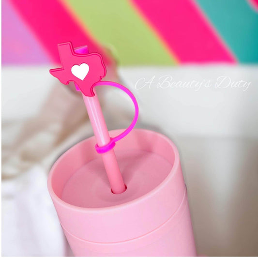 Pink Texas Straw Topper | Tumbler Accessories | Straw Cover | Fits 8mm/10mm Straws | Straw Topper