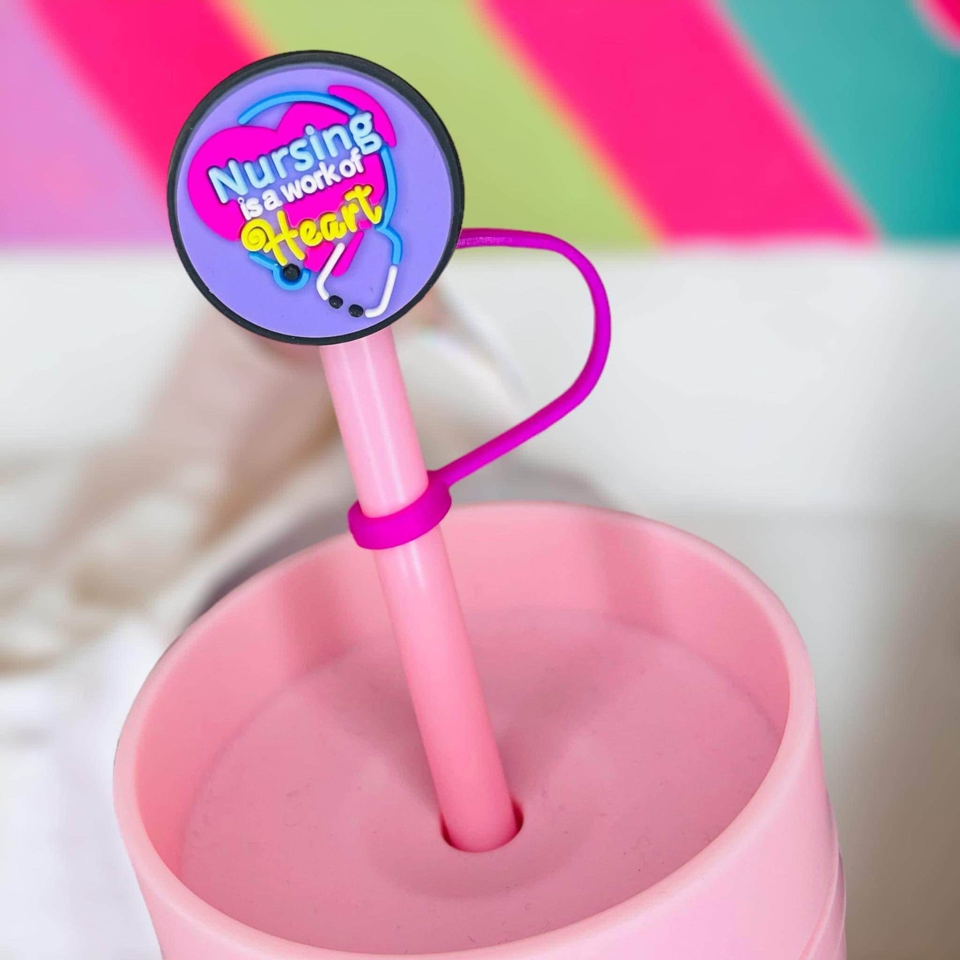 Nurse Straw Topper | Tumbler Accessories | Straw Cover | Fits 8mm/10mm Straws | Straw Topper