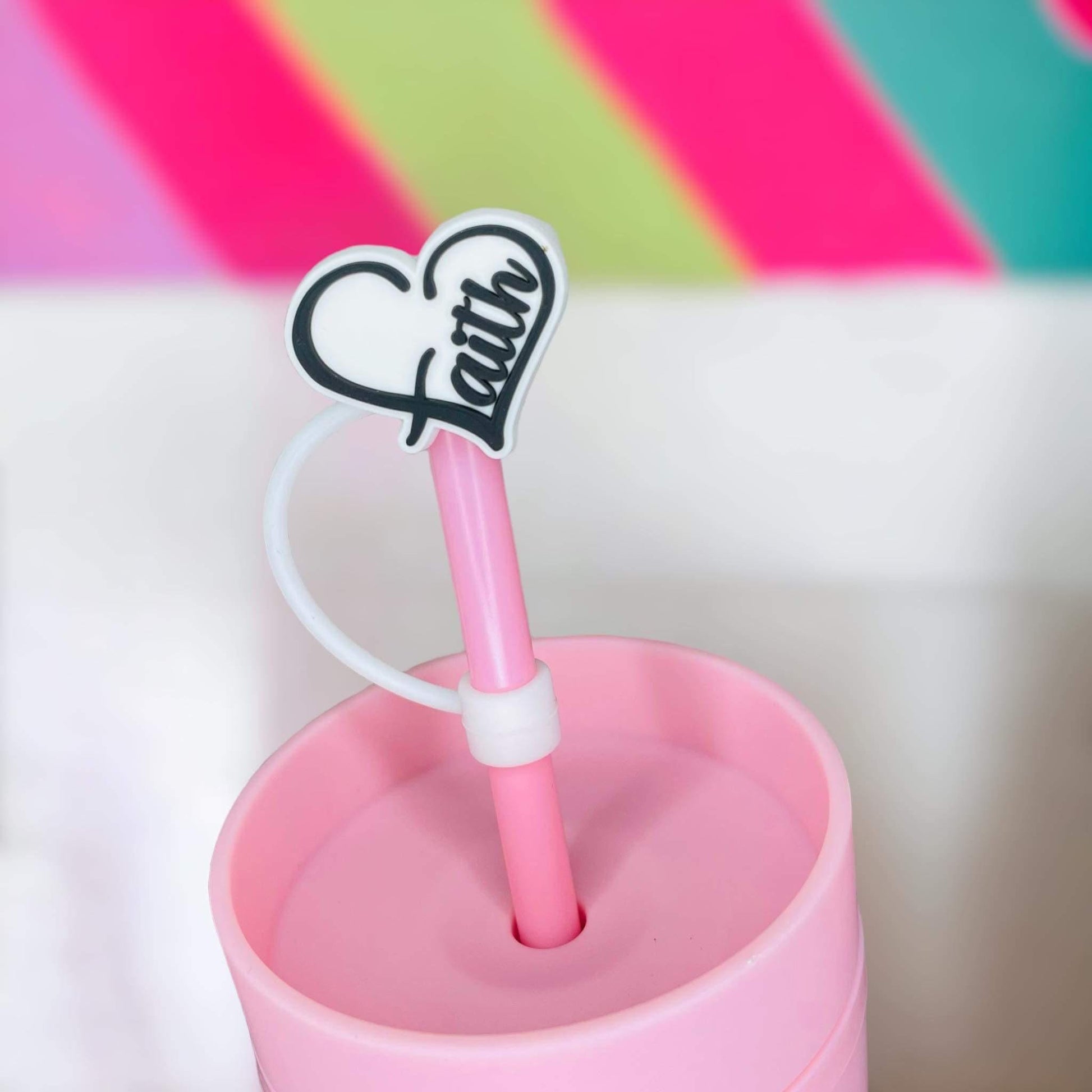 Faith Heart Straw Topper | Tumbler Accessories | Straw Cover | Fits 10mm Straws | Straw Topper