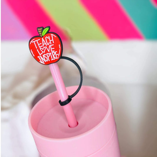 Teach Love Inspire Straw Topper | Tumbler Accessories | Straw Cover | Fits 8mm/10mm Straws | Straw Topper