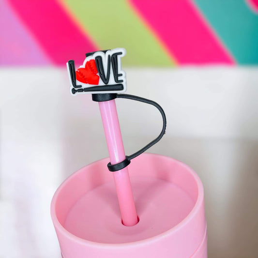Love Softball Straw Topper | Tumbler Accessories | Straw Cover | Fits 8mm/10mm Straws | Straw Topper