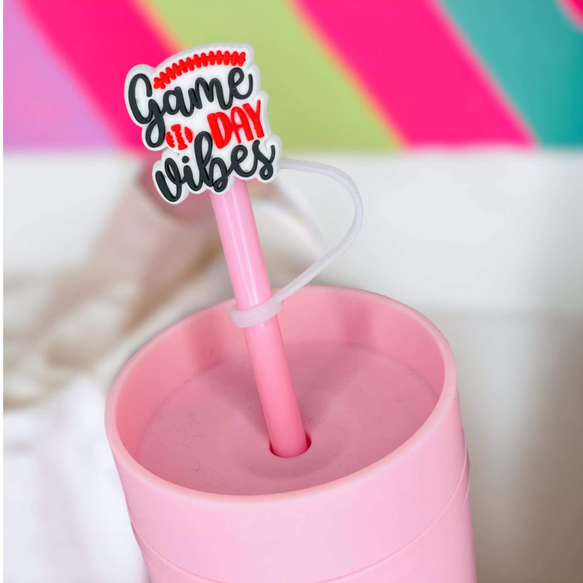 Baseball Game Day Vibes Straw Topper | Tumbler Accessories | Straw Cover | Fits 8mm/10mm Straws | Straw Topper