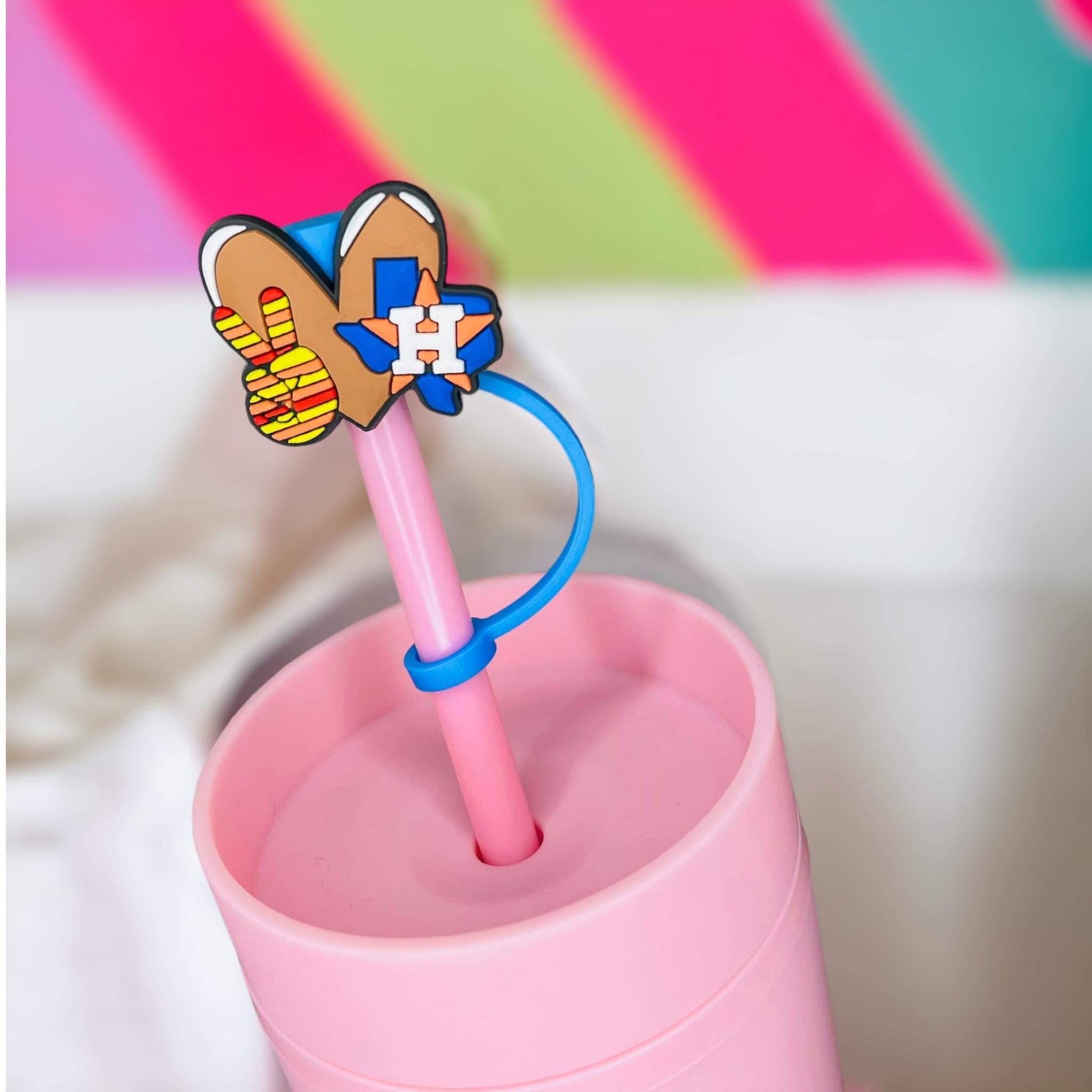 Astros Straw Topper | Tumbler Accessories | Straw Cover | Fits 8mm/10mm Straws | Straw Topper