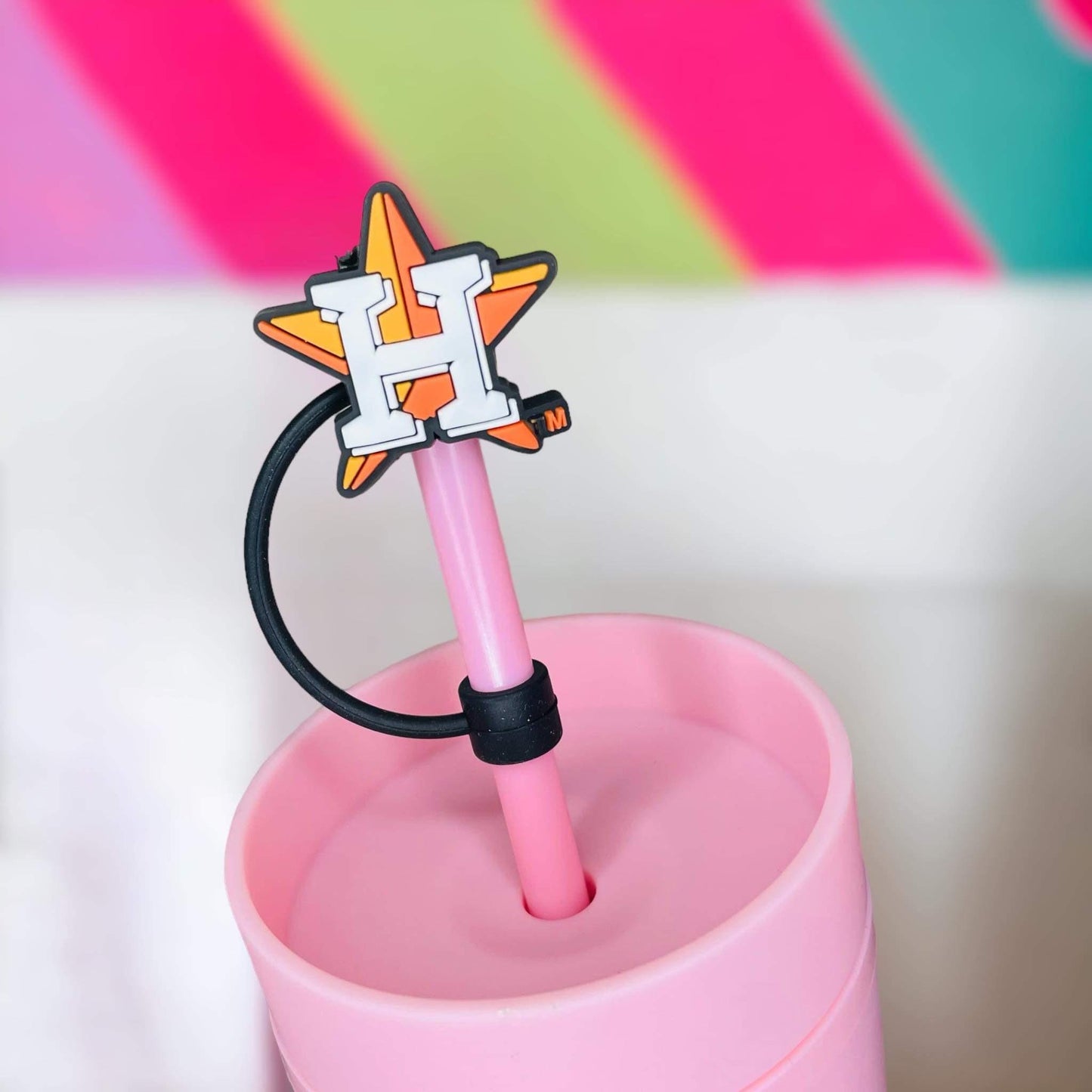 Houston Astros Star Straw Topper | Tumbler Accessories | Straw Cover | Fits 8mm/10mm Straws | Straw Topper