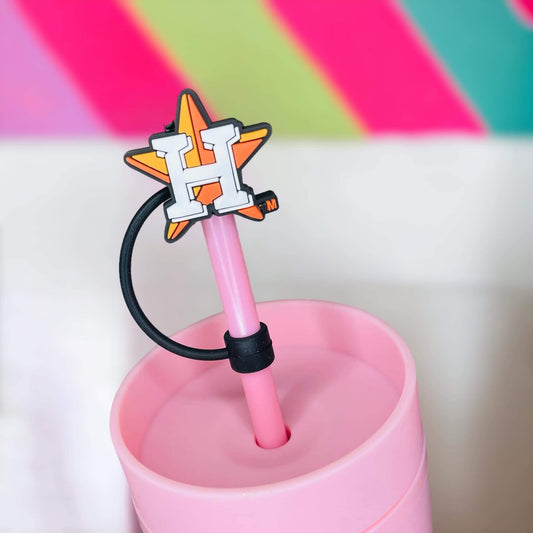 Houston Astros Star Straw Topper | Tumbler Accessories | Straw Cover | Fits 8mm/10mm Straws | Straw Topper