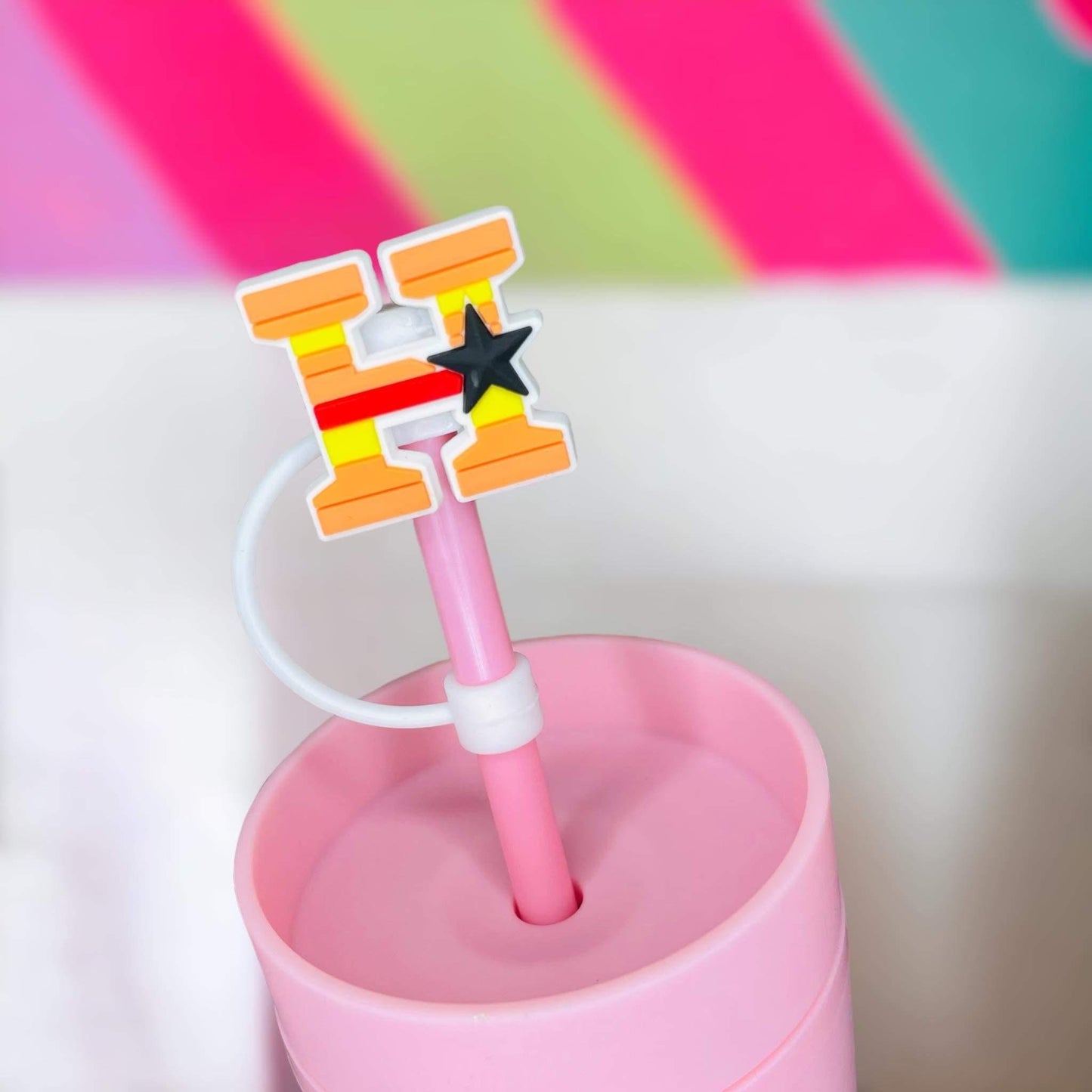 Houston Astros Straw Topper | Tumbler Accessories | Straw Cover | Fits 8mm/10mm Straws | Straw Topper