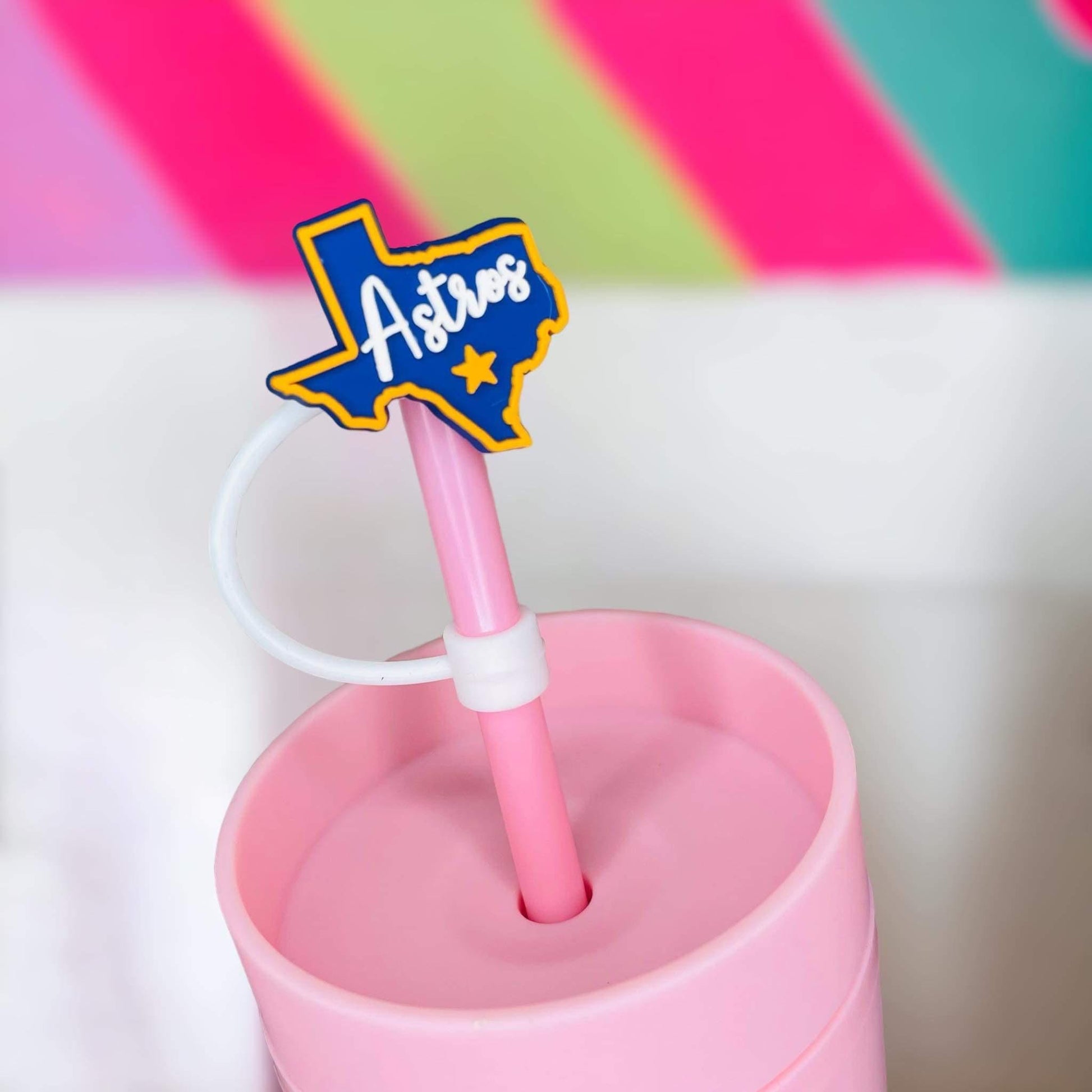 Astros Straw Topper | Tumbler Accessories | Straw Cover | Fits 8mm/10mm Straws | Straw Topper