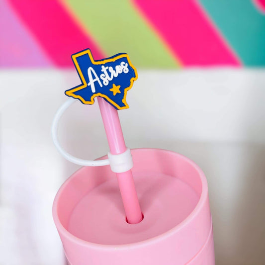 Astros Straw Topper | Tumbler Accessories | Straw Cover | Fits 8mm/10mm Straws | Straw Topper