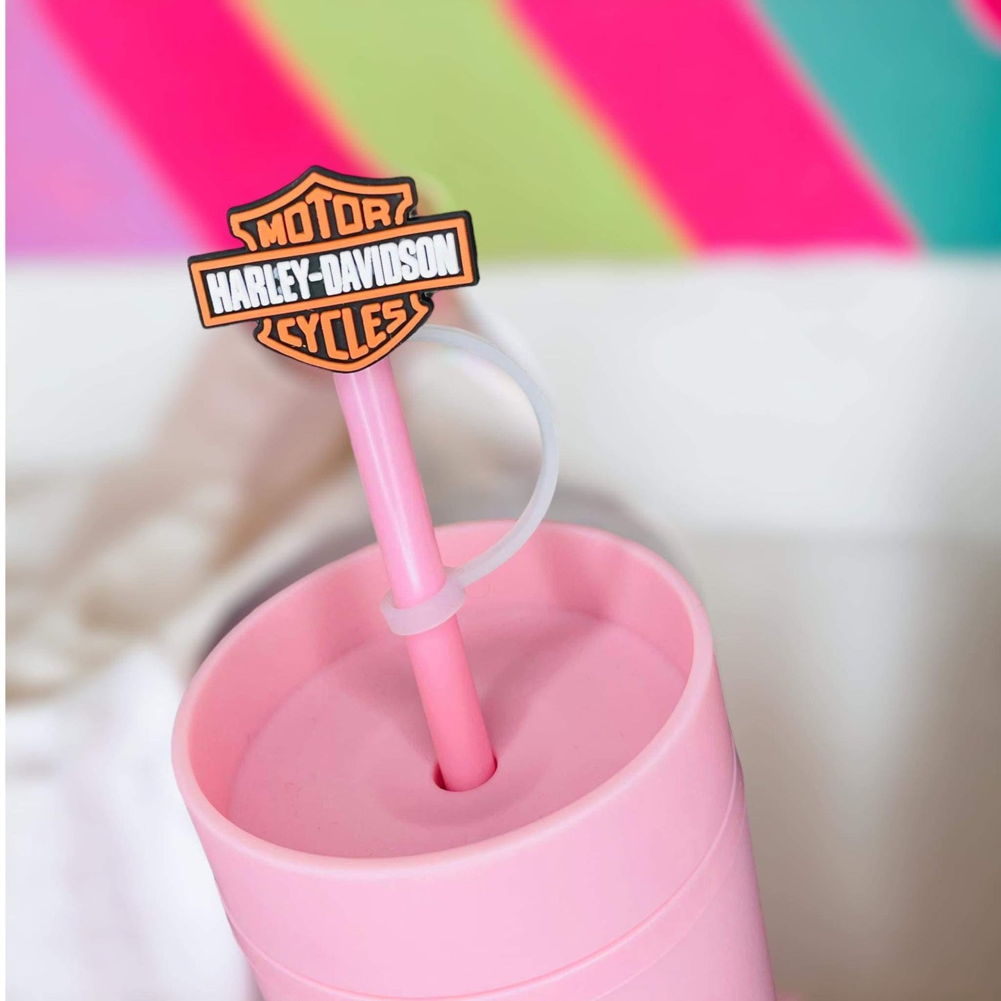 Harley Davidson Straw Topper | Tumbler Accessories | Straw Cover | Fits 8mm/10mm Straws | Straw Topper