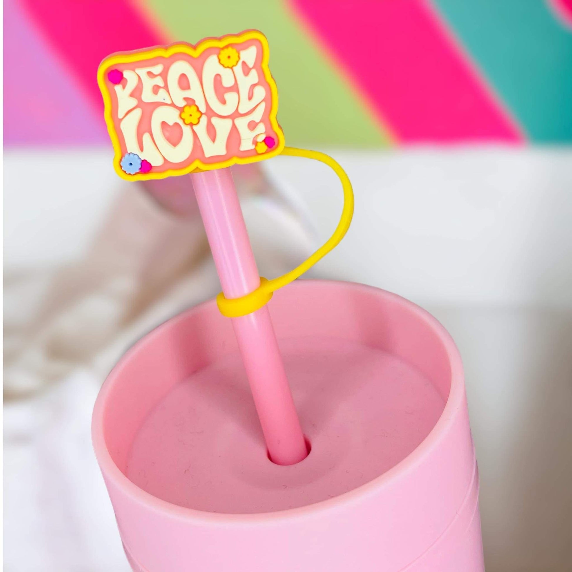 Peace Love Straw Topper | Tumbler Accessories | Straw Cover | Fits 8mm/10mm Straws | Straw Topper