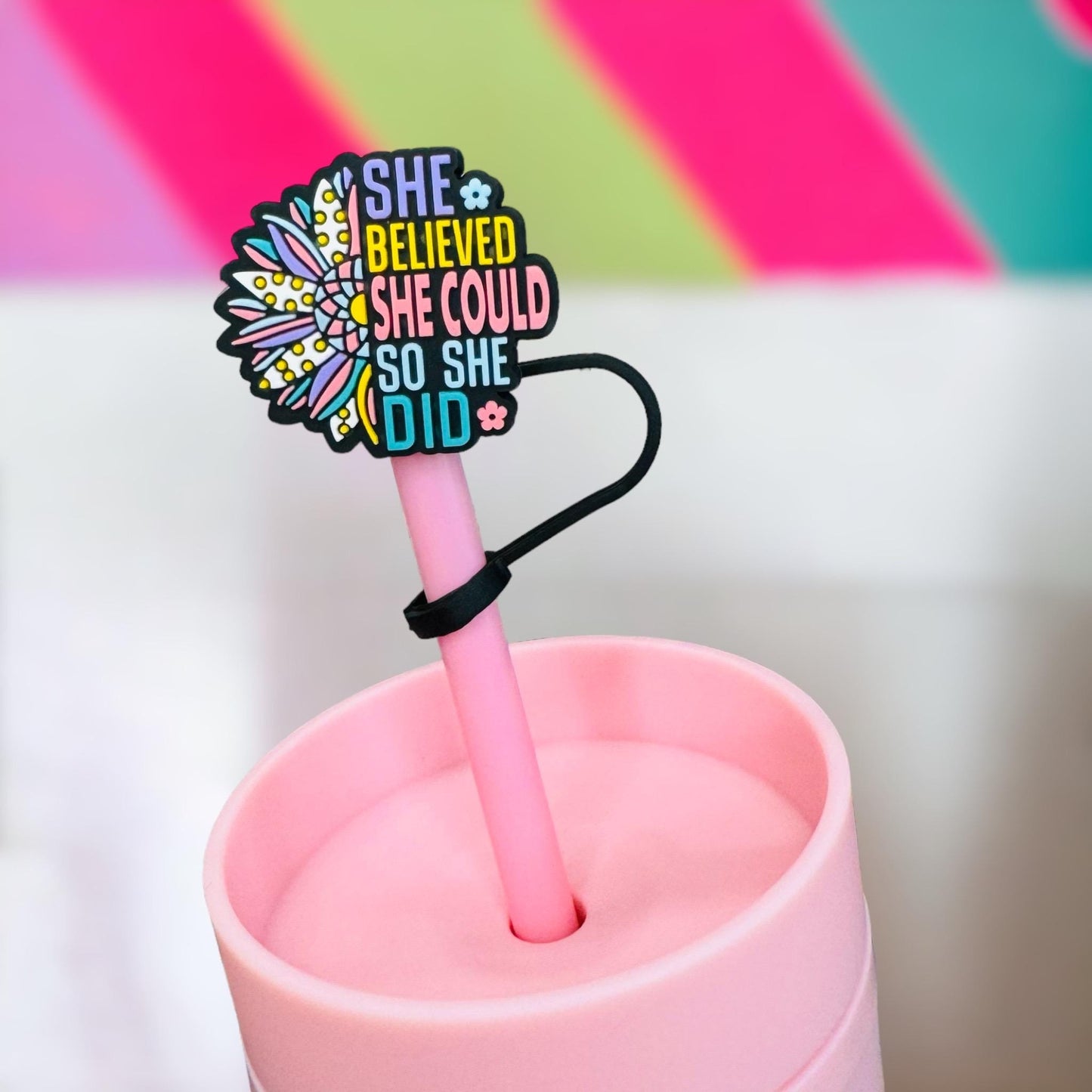 She Believed She Could Straw Topper | Tumbler Accessories | Straw Cover | Fit For 10mm Straws | Straw Topper