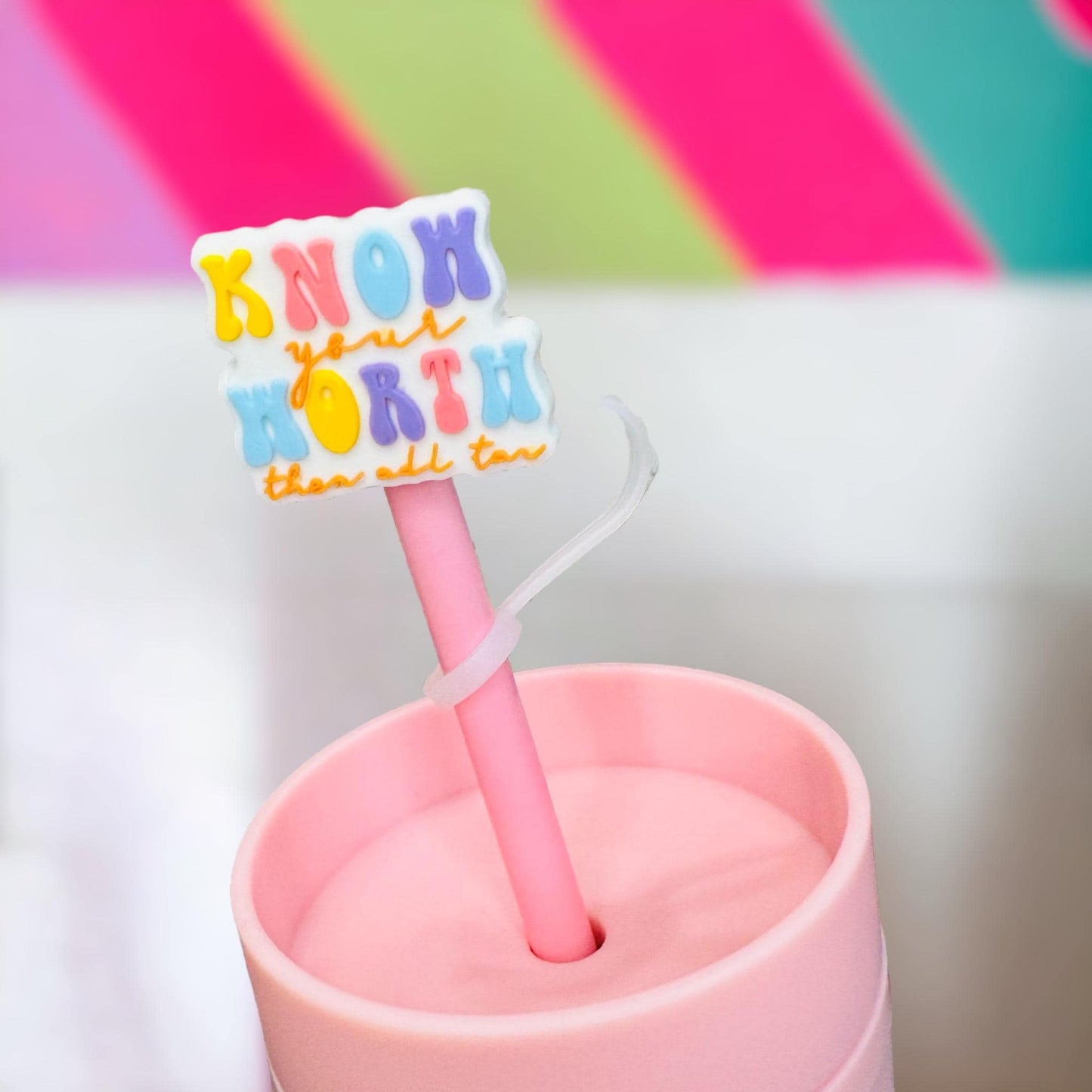 Know Your Worth Straw Topper | Tumbler Accessories | Straw Cover | Fit For 10mm Straws | Straw Topper