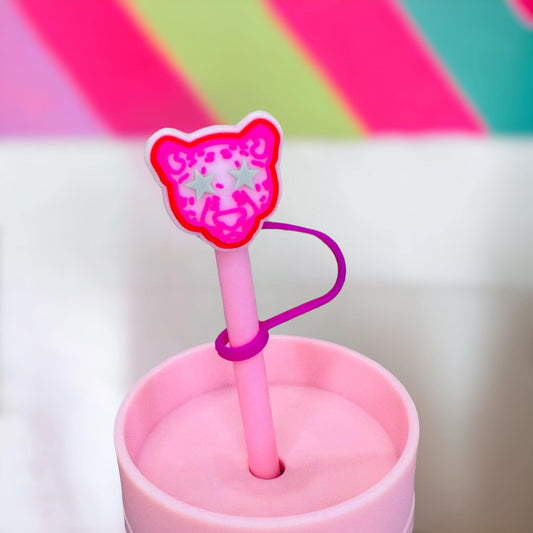 Pink Tiger Straw Topper | Tumbler Accessories | Straw Cover | Fits 10mm Straws | Straw Topper