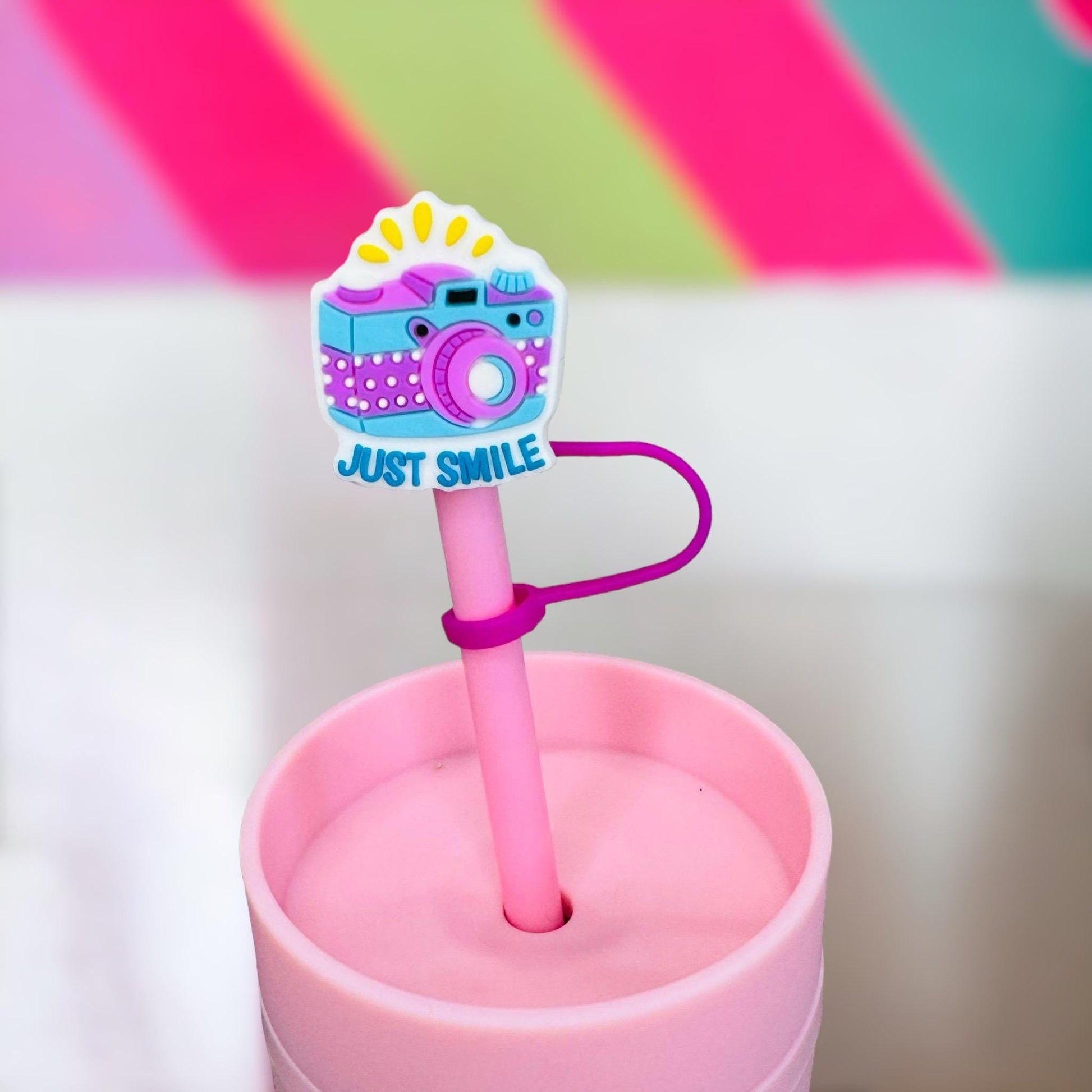 Just Smile Straw Topper | Tumbler Accessories | Straw Cover | Fits 10mm Straws | Straw Topper