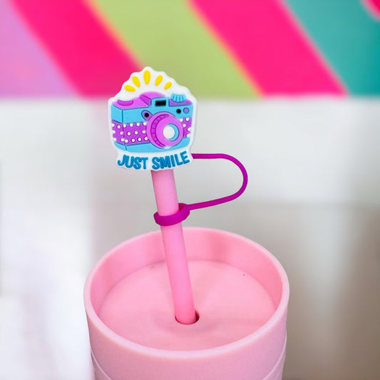 Just Smile Straw Topper | Tumbler Accessories | Straw Cover | Fits 10mm Straws | Straw Topper