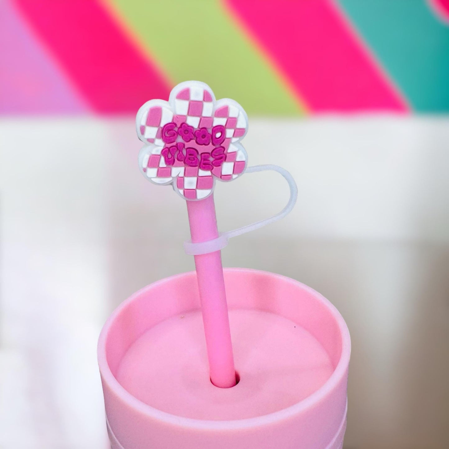Good Vibes Straw Topper | Tumbler Accessories | Straw Cover | Fits 10mm Straws | Straw Topper