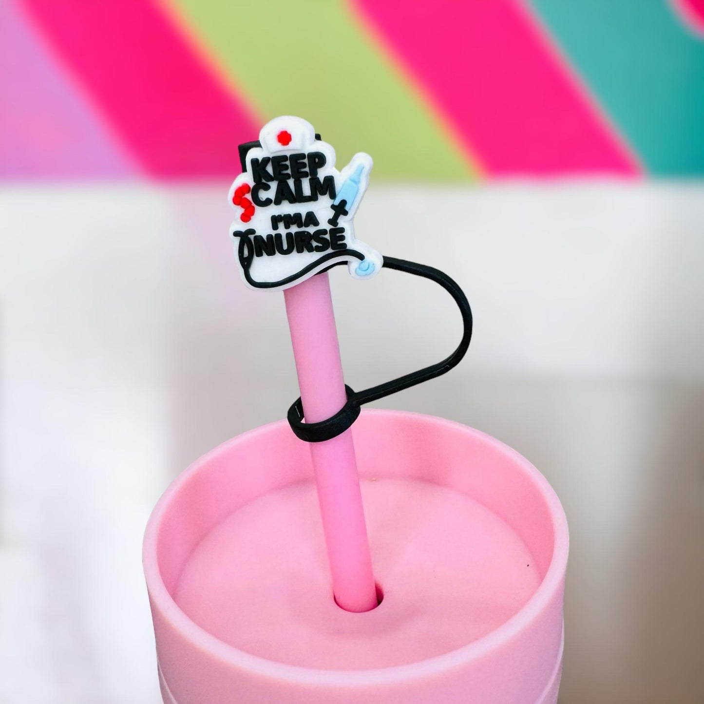 Keep Calm I’m A Nurse Straw Topper | Tumbler Accessories | Straw Cover | Fits 10mm Straws | Straw Topper